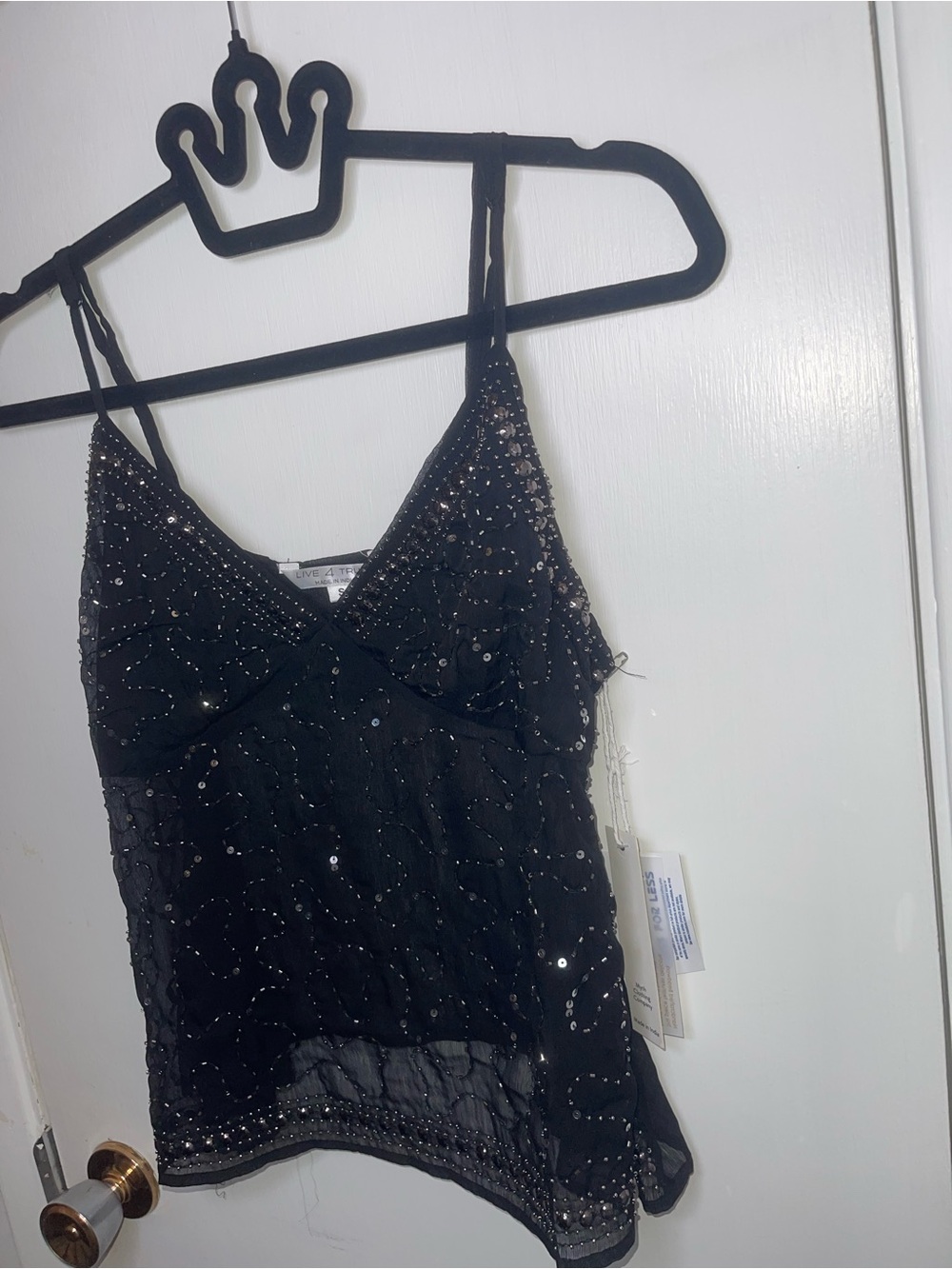 NWT Black Sequin Embellished Camisole Top - Women
